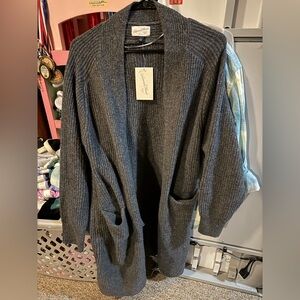 Universal Thread Dark Gray Ribbed Open-Front Cardigan